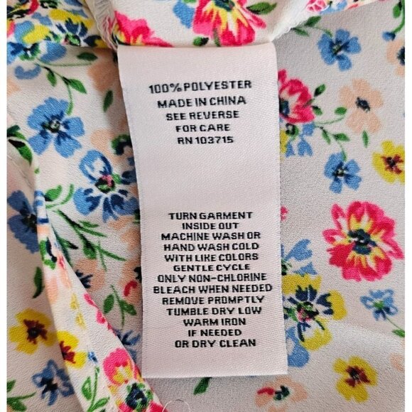 Nanette Lepore baby pink floral peasant button down ballon 3/4 sleeve top size M - Picture 7 of 7